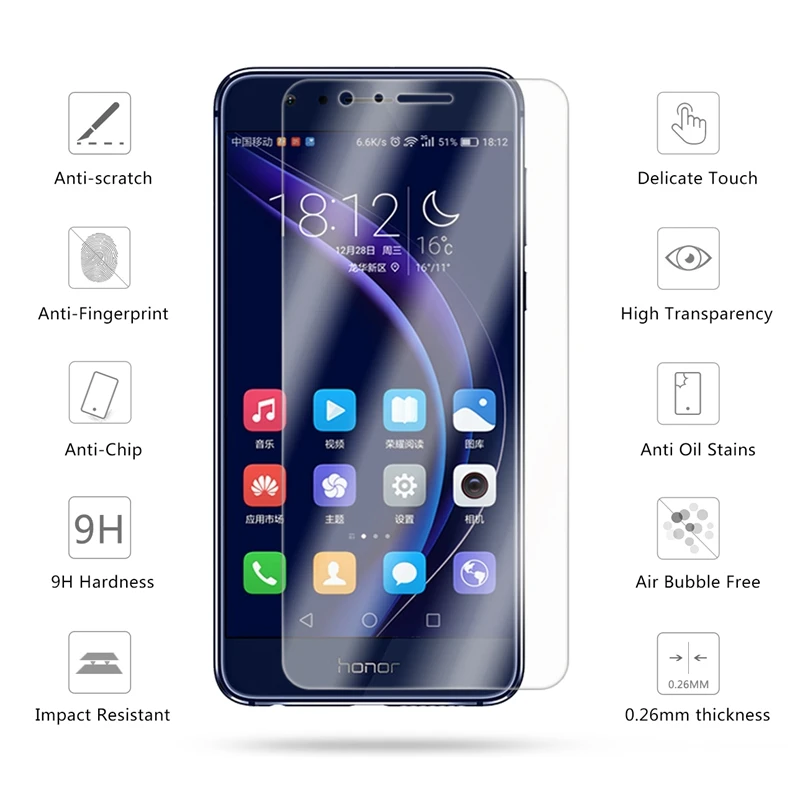 2.5D 0 26 мм 9H Премиум Закаленное стекло для Huawei Honor 8 Защитная пленка экрана 8A lite |