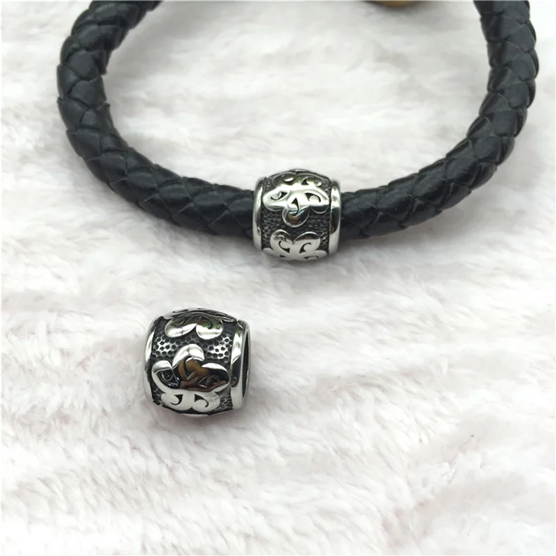 

8 мм бусины с большим отверстием из нержавеющей стали 316L, китайские металлические бусины с узлом, шармы для кожаных браслетов DIY, изготовлени...