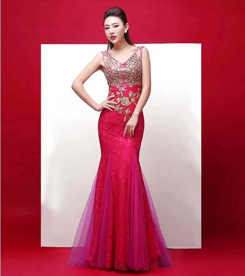 Robe de soiree, v-образный вырез, расшитые бисером, длинные платья с аппликацией, вечерние платья русалки, vestido de festa, платья для выпускного вечера, Платья для вечеринок