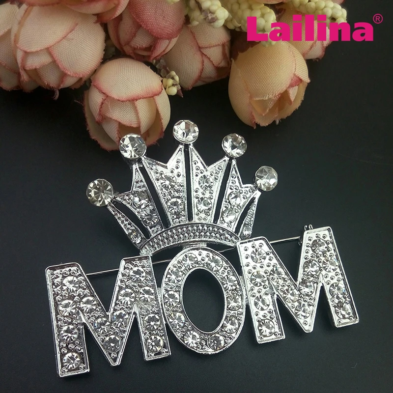 Элегантная Брошь для мамы на День Матери венцом стразы серебро цвет слово мама