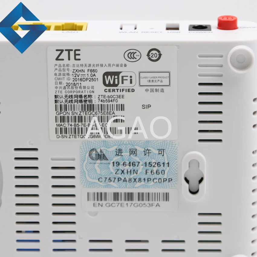 Оригинальный Новый ZTE F660 V6.0 Version GPON ONU с 1GE + 3FE POT WIFI подходит для режима FTTH