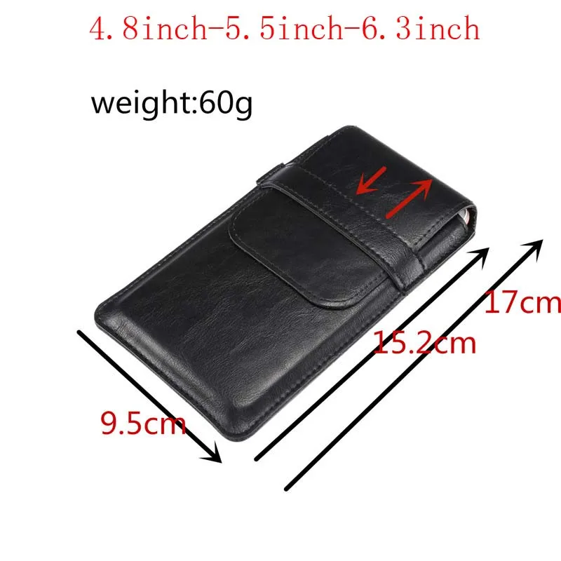 4.8inch -6inch black 4,8 дюймов-6,9 дюймов мобильный телефон Универсальный Висячие карманы простой Роскошный PU материал кобура кожаный поясной чехол сумка KS0249 - Цвет: 4.8inch -6inch black