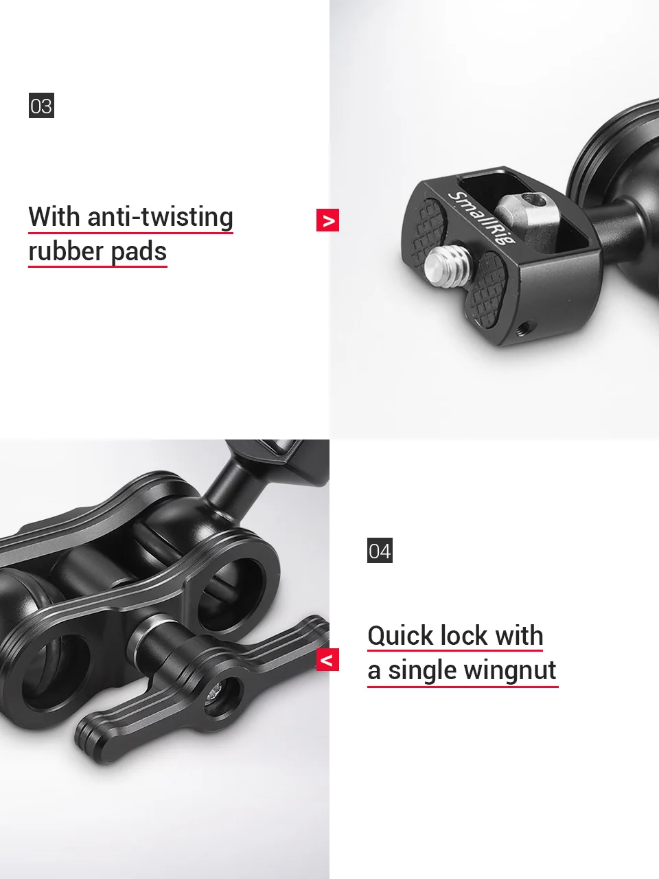 SmallRig алюминиевый сплав Quick Release Артикуляционная Волшебная рукоятка с двойными шариковыми головками+ 1/" винты для крепления мониторов-2070