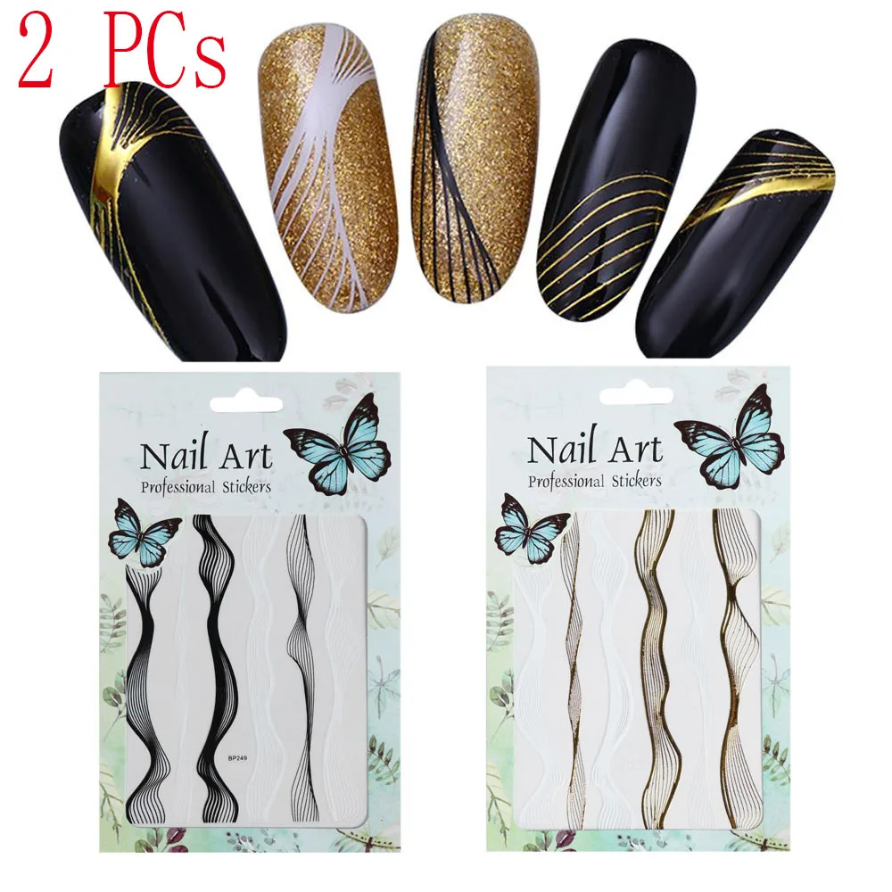 2 PC(Gold and Black) 50 листов/набор, сделай сам, смешанные цветы, кружева, буквенный узор, красота, дизайн ногтей, переводные наклейки с водой, наклейки, декоративные наклейки, инструмент для маникюра - Цвет: 2 PC(Gold and Black)