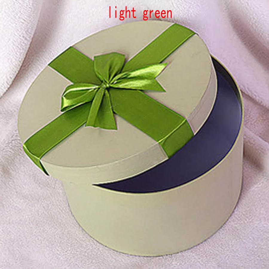 light green 35x18 см Цветы Подарочная коробка чистый цвет круглая бумага картонная коробка День Святого Валентина Свадебная вечеринка украшение дома сувениры подарок - Цвет: light green