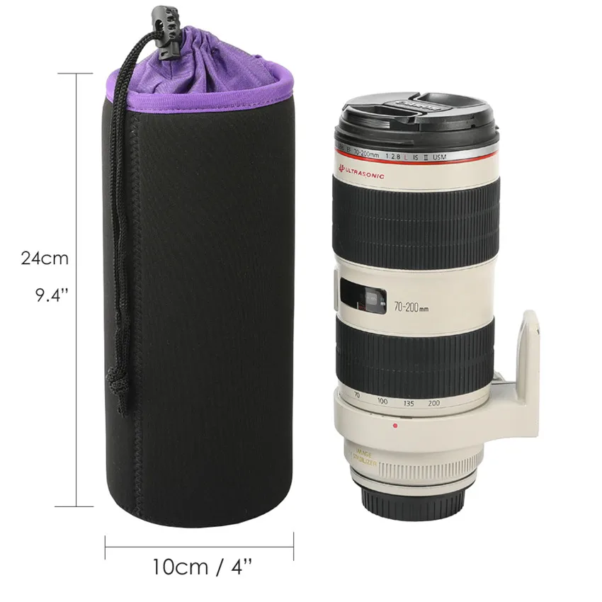 Черная Защитная мягкая Неопреновая сумка для объектива DSLR камеры короткая чехол