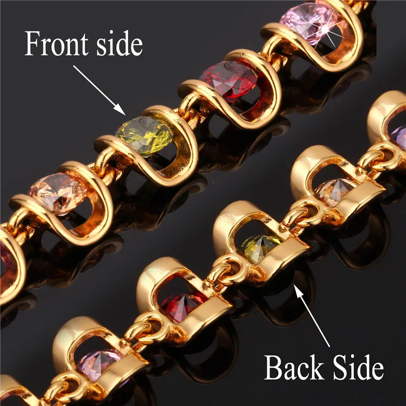 U7 Шарм Браслет Позолоченный с Кубическими Циркониями Ювелирные Изделия