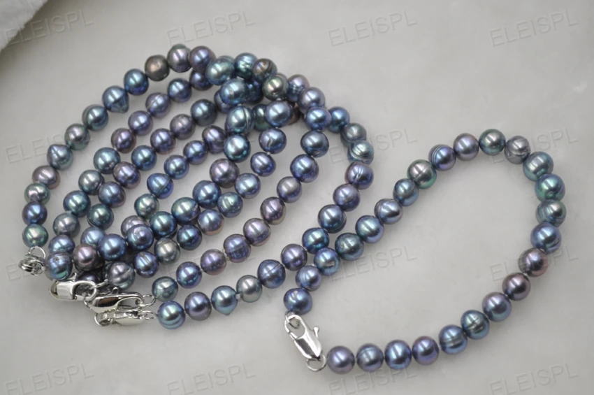 Набор из 100% натурального пресноводного жемчуга браслет и шпильки серьги s925 можно