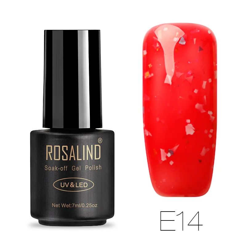 E14 ROSALIND черная бутылка Снежинка серия 7 мл гель лак для ногтей Полупостоянный лак для ногтей Блеск УФ-гель для ногтей - Цвет: E14