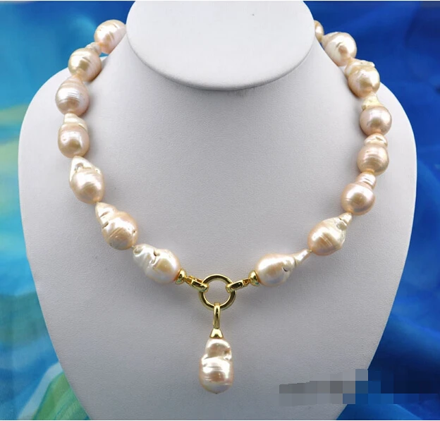 17.5&quot 25mm baroque baby pink keshi reborn pearl necklace pendant ^^^@^Noble style Natural Fine jewe (B0322) | Украшения и