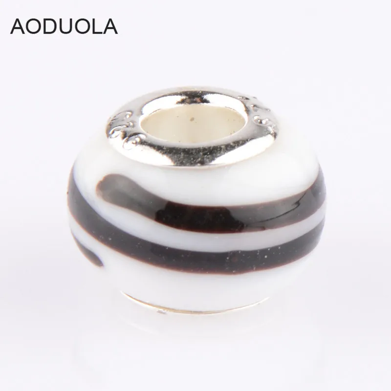 Стеклянные бусины AODUOLA с белыми и черными линиями подходящие стильные
