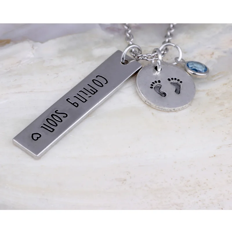 12 шт./лот ожидание ювелирные изделия для мамы скоро штампованный кулон ожерелье