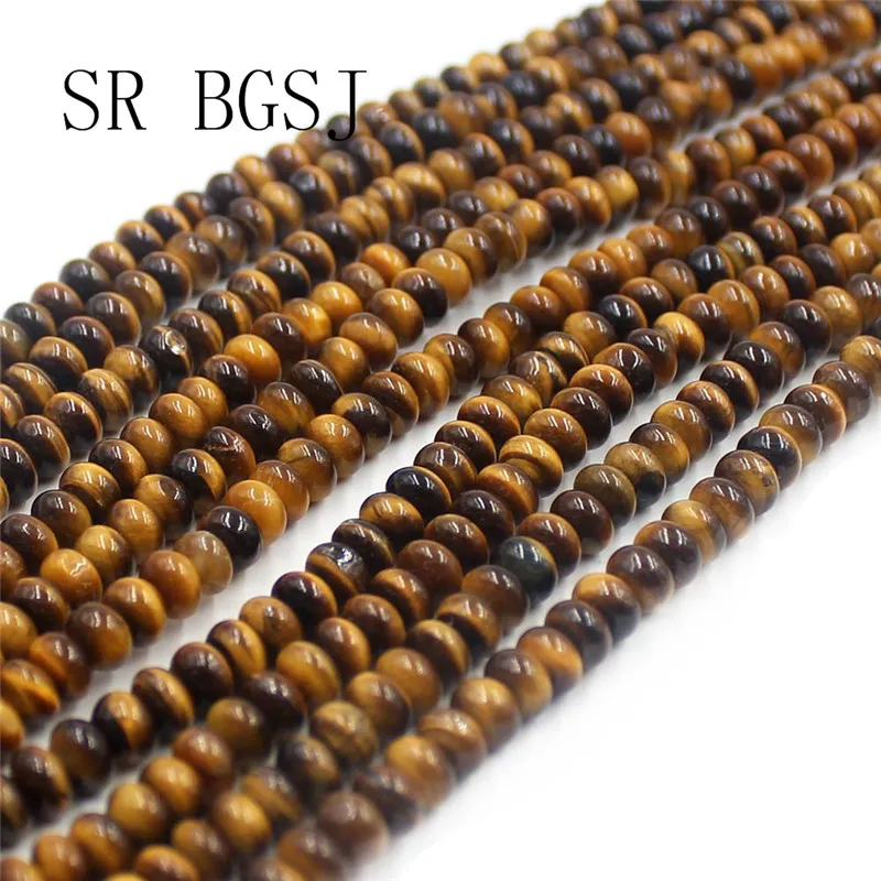 Free Shipping 4x6mm Rondelle Yellow Tiger Eye Natural Gems Stone Spacer Beads Strad 15&quot|Бусины| |