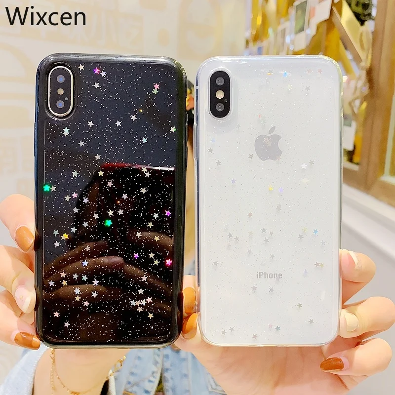 Роскошный блестящий прозрачный чехол-накладка из ТПУ для Iphone Xs Max Xr 6 7 8 Plus мягкий