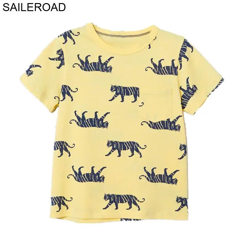 2703 same picture SAILEROAD 2-7 Т Мультфильм Животных Тигр Детские Дети Мальчик Футболка С Коротким Рукавом для Моды Лето Дети Мальчики Девочки Топы Тис Одежда - Цвет: 2703 same picture