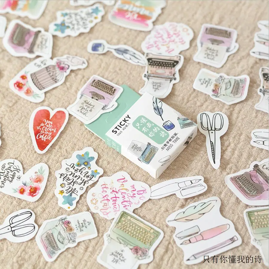 45 шт./лот милые цветные перья лист Скрапбукинг Стикеры s DIY Craft Decoracion пуля журнал фотоальбомы украшения Стикеры