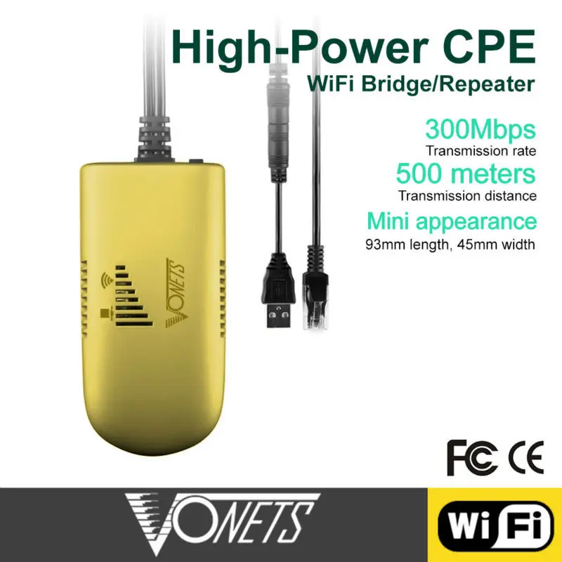 

Vonets WIFI Bridge VAP11G-500 300Mbps RJ45 DC5V-15V high-power Wireless Bridge Repeater