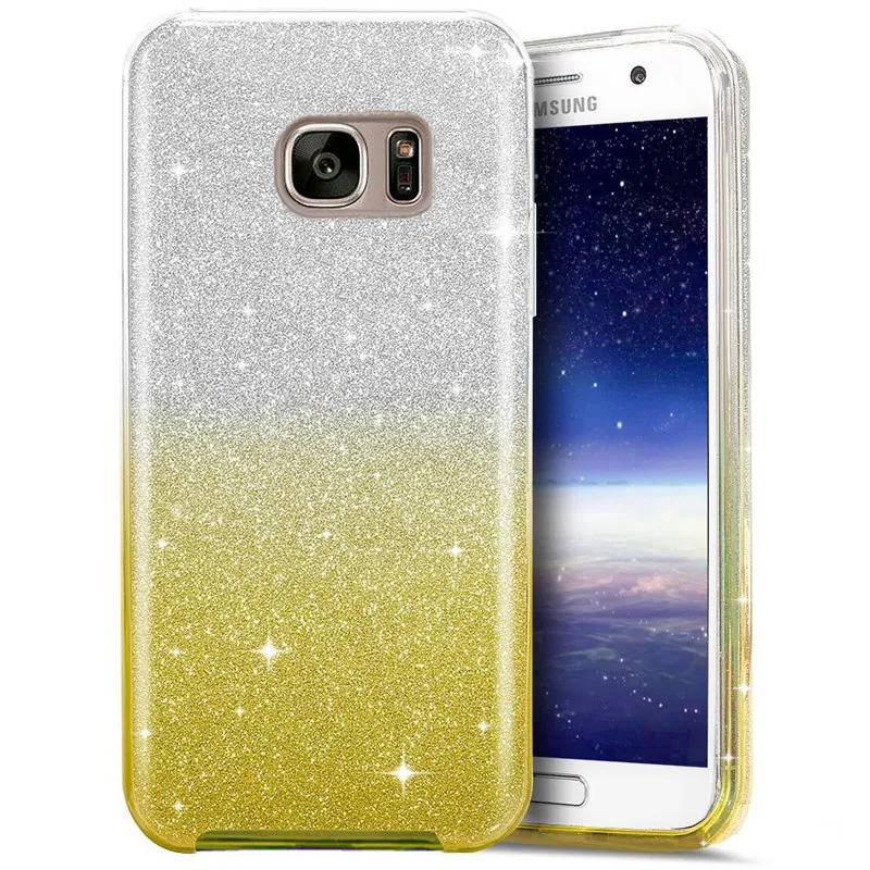 Цвет: желтый Чехол OLOEY для Funda samsung Galaxy S6 S7 Edge S8 S8 Plus S5 Note 8 5 4 чехол 2 слоя Блестящий сверкающий Мягкий ТПУ силиконовый чехол - Цвет: Цвет: желтый