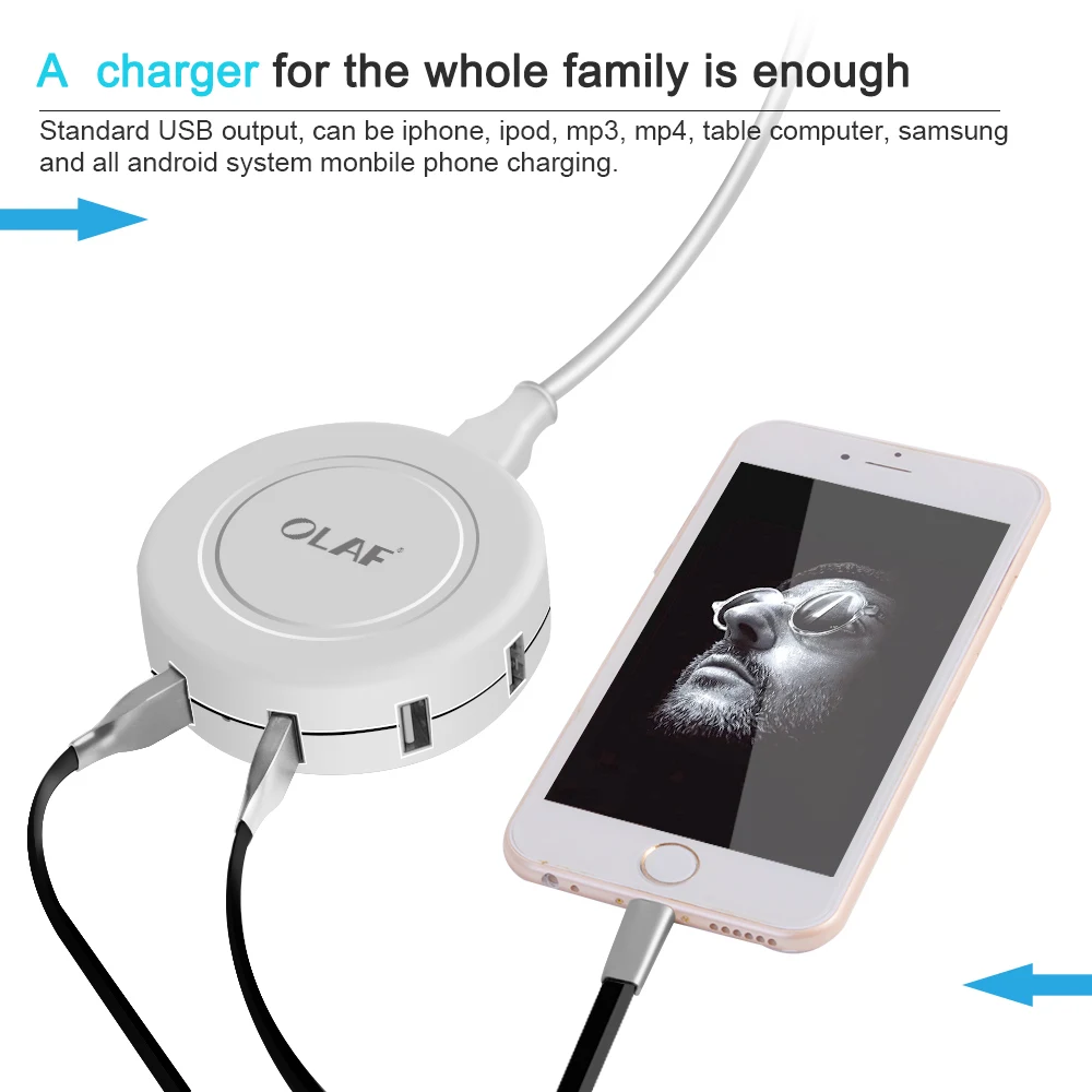 Олаф 6 Порты USB Зарядное устройство для iPhone 8 7 Plus iPad несколько стены зарядки ЕС Plug