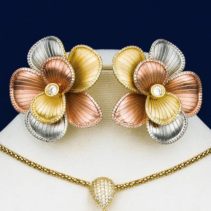 ModemAngel модные серьги в форме лотоса с большими цветами медные трехцветные