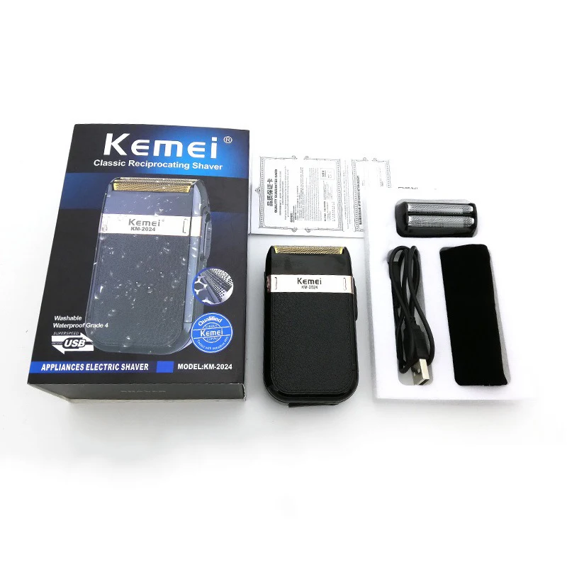 Kemei KM 2024 электробритва USB аккумуляторная для мужчин с двойным лезвием