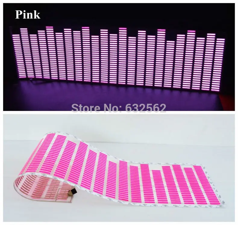 pink 114*30 см 5 цветов Музыка Ритм эквалайзер автомобиля стикер Музыка Эквалайзер на лобовое стекло автомобиля светодиодный Звук музыка Активированный EL лист клей стикер s - Испускаемый цвет: pink