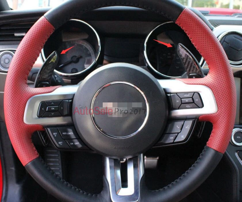 Для Ford Mustang 2015 2016 2017 натуральное углеродное волокно рулевое колесо DSG весло
