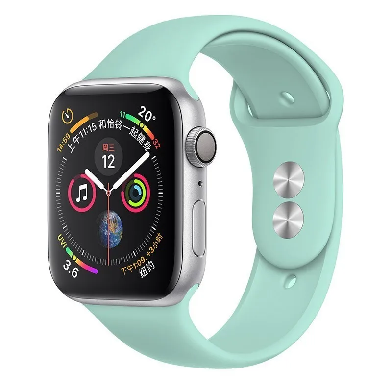 38 Grass green Силиконовый ремешок для Apple Watch 42 мм 4 3 iwatch 38 мм 44 мм 40 мм pulseira correa браслет умные часы аксессуары петля - Цвет ремешка: 38 Grass green