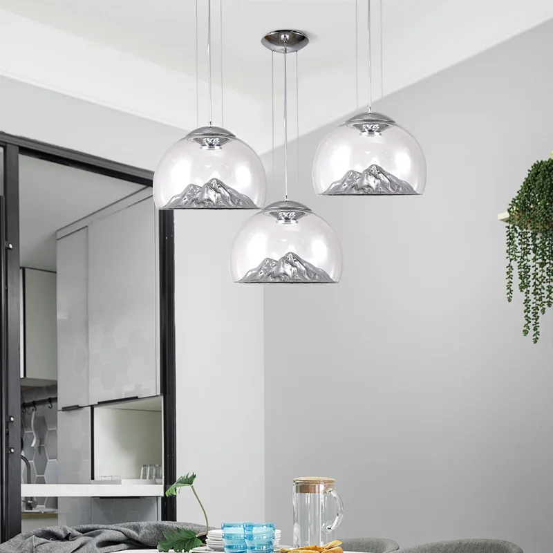 

Modern creative glass chandelier LED living room dining room bedroom bedside simple coffee shop front desk Nordic lighting