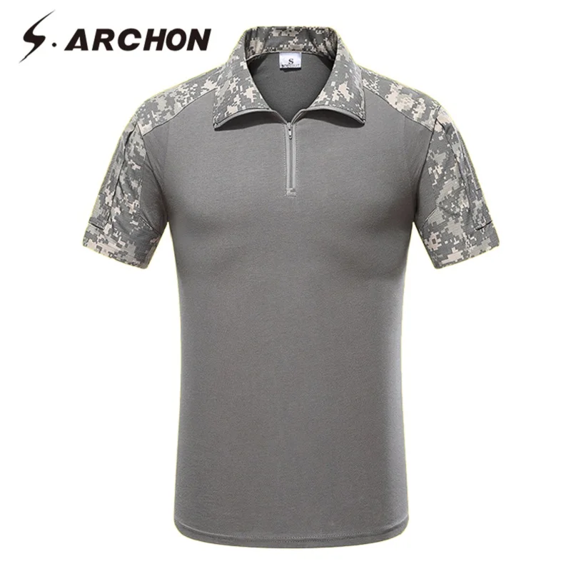 Мужская быстросохнущая рубашка поло S.ARCHON камуфляжная в стиле милитари с