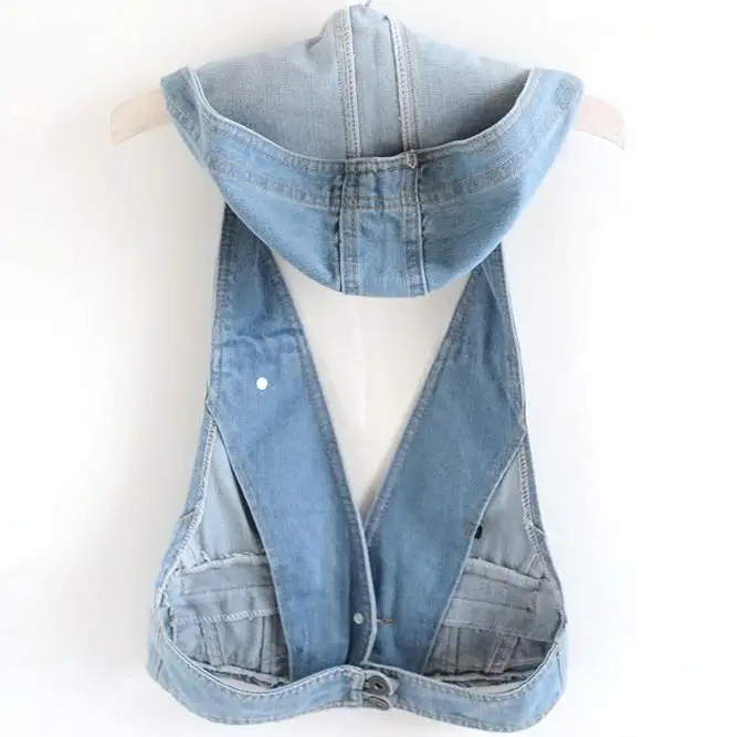 Модные летние жилеты с капюшоном джинсовые для женщин|jeans vest women|fashion womenvest women |