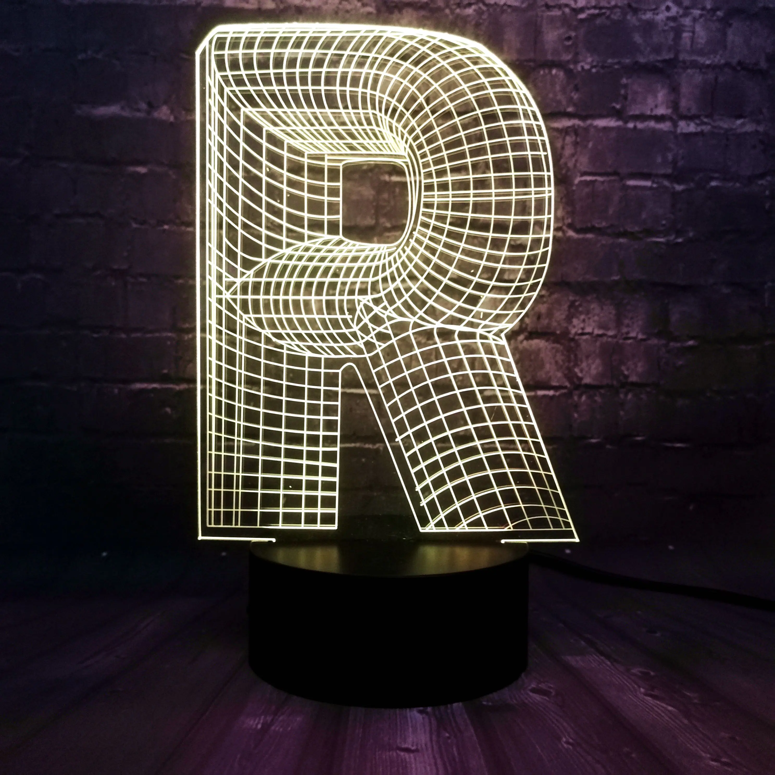 Новинка, 3D освещение, алфавит, буквы R, 7 цветов, сменный стол, светодиодный ночник, USB, сенсорное украшение для дома, ресторана, подарок для ребенка