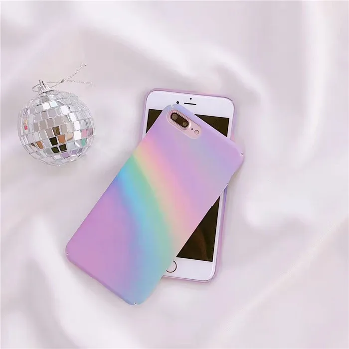 Wixcen Korea Rainbow Painting Phone Case for Iphone X 7 7plus 6 6s 8 Purple Hard Plastic Back Cover Free Shipping |