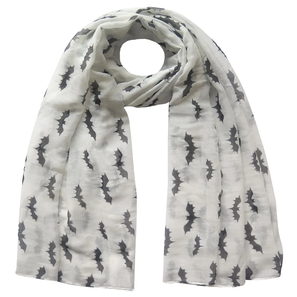 Женский большой шарф с принтом летучая мышь шаль Подарочный аксессуар для