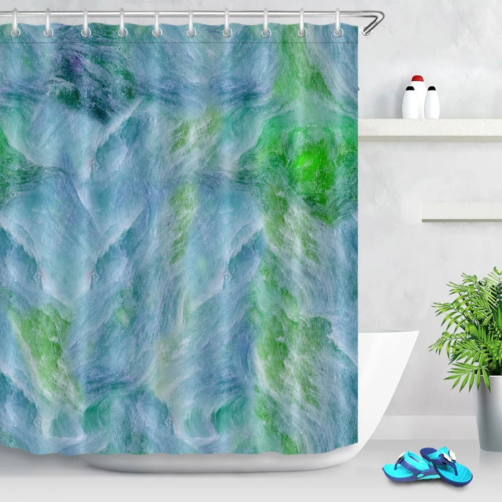 LB бирюзовая занавеска для душа с мраморной текстурой и набор ковриков ванной из