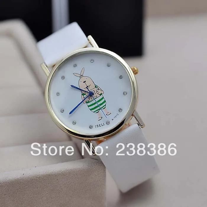 TGJW314 Fashion Ladies &amp Girls Watch Quartz PU Leather With Lovely Cute Rabbit in the Watch-face 3 Color To Choose | Наручные часы