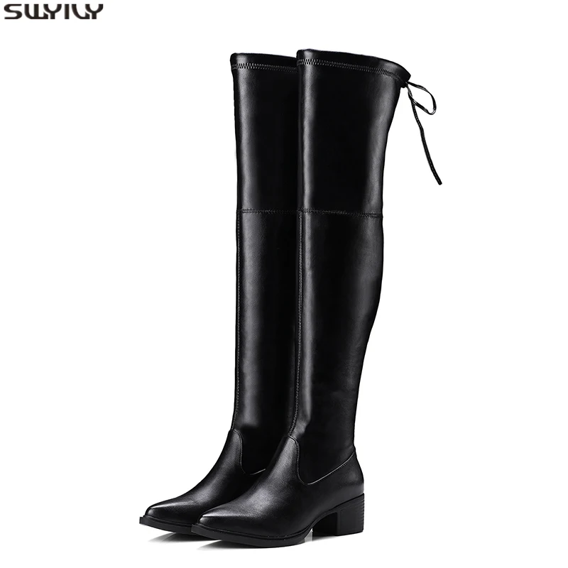 SWYIVY/женские высокие сапоги; Chaussure Femme; обувь на танкетке; повседневная обувь без застежки; женские осенние ботинки года; женские ботинки на резиновой подошве
