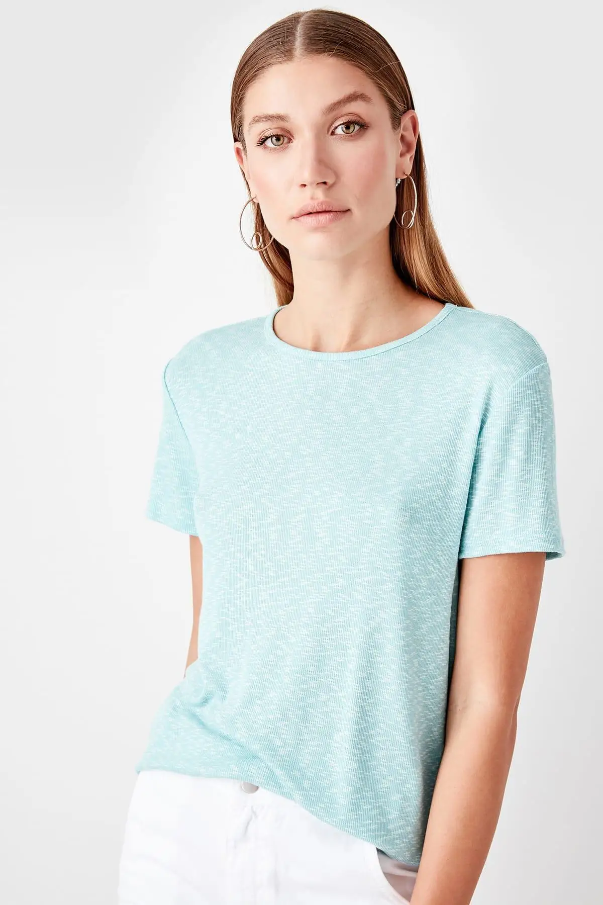 Trendyol Мятные Базовые Трикотажные футболки TWOAW20TS0022|Футболки| |
