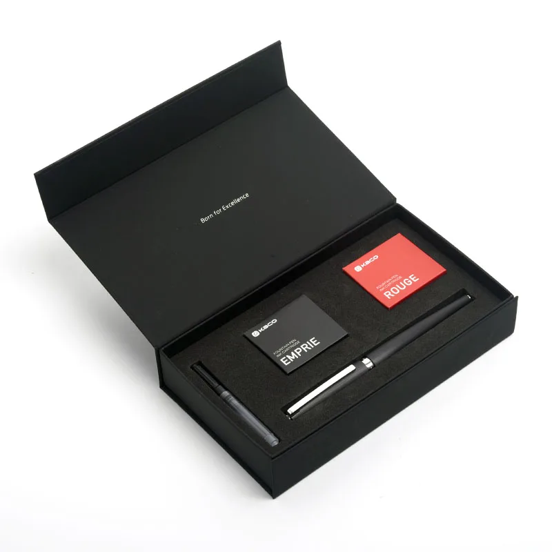Черный Jinghao KACO серия баланса Очаровательная Красная с серебряным зажимом авторучка 0,5 мм F Перо металлические чернильные ручки для офиса Рождественский подарок - Цвет: Черный