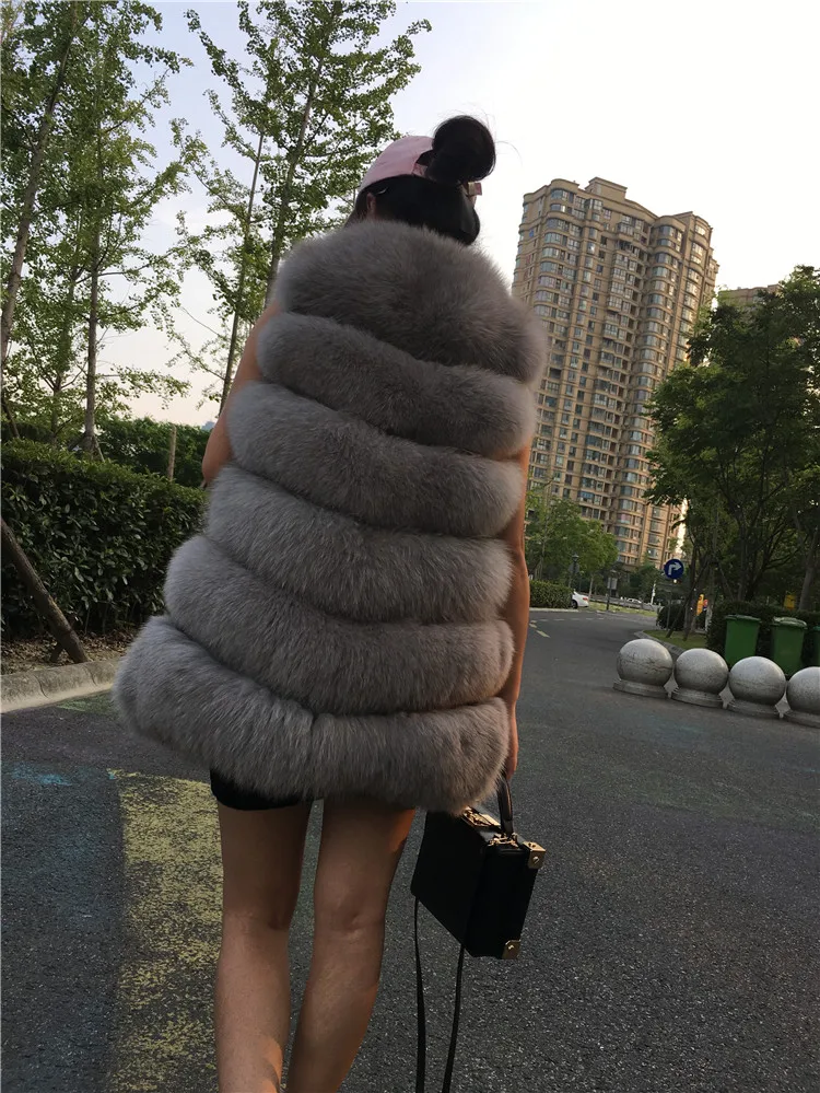 Женский жилет средней длины из натурального Лисьего меха импортное пальто с