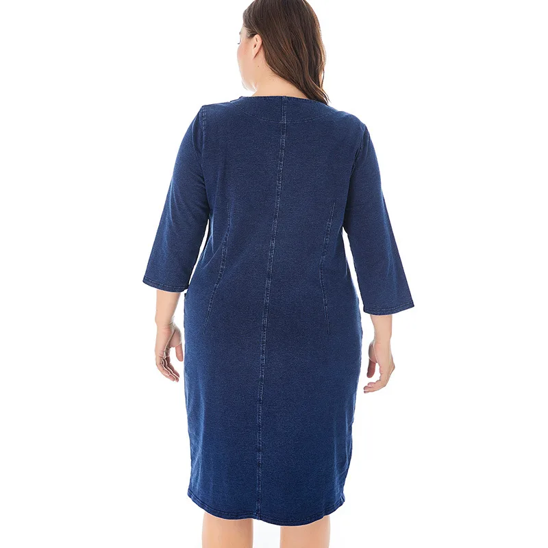 Женское джинсовое платье размера плюс, 4XL, 5XL, 6XL, Dismonds, дамские винтажные Элегантные благородные вечерние платья большого размера, весенне-осенние джинсовые платья