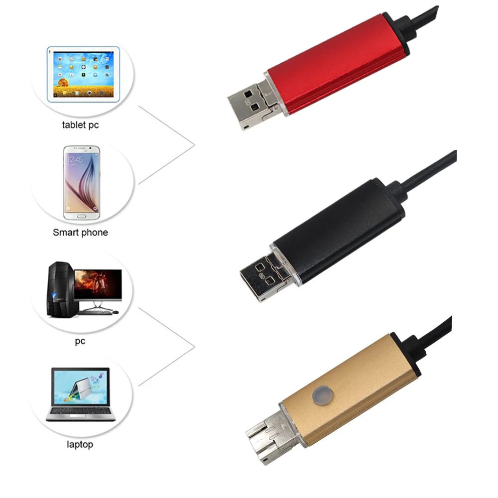 6 LED мини камера для мобильного телефона Mirco эндоскоп USB Android телефон 2 м HD 480p