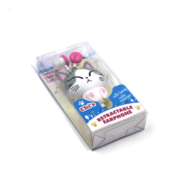 Милые наушники Kawaii с сыром, котом, медведем, пандой из мультфильма, выдвижные MP3 MP4 наушники для samsung, htc, Xiaomi, для IPhone 5, 5S, 6 S plus - Цвет: Close eye cat