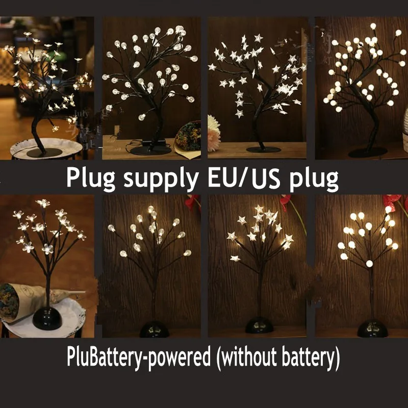 

LED Crystal Cherry Tree Light Christmas New Year Wedding Party Luminaria Decoration Interior Lighting Night Light Table Lamp