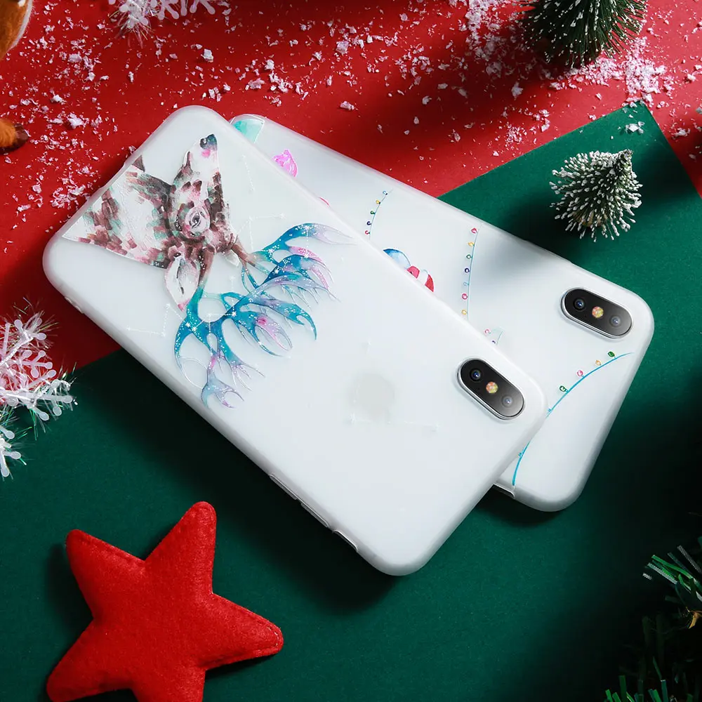KISSCASE Christmas Matte Case For iPhone 5 5s Se X XR XS Max 6s xs xr max Emboss Soft TPU Capinhas Coques |