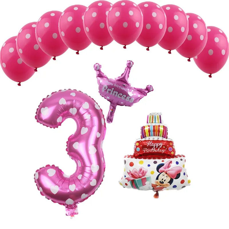 TSZWJ X-154 New 13pcs/lot Mickey Minnie Numbers 1 2 3 4 5 Birthday Balloon Set Children's Day Party Decoration Balloons | Дом и сад