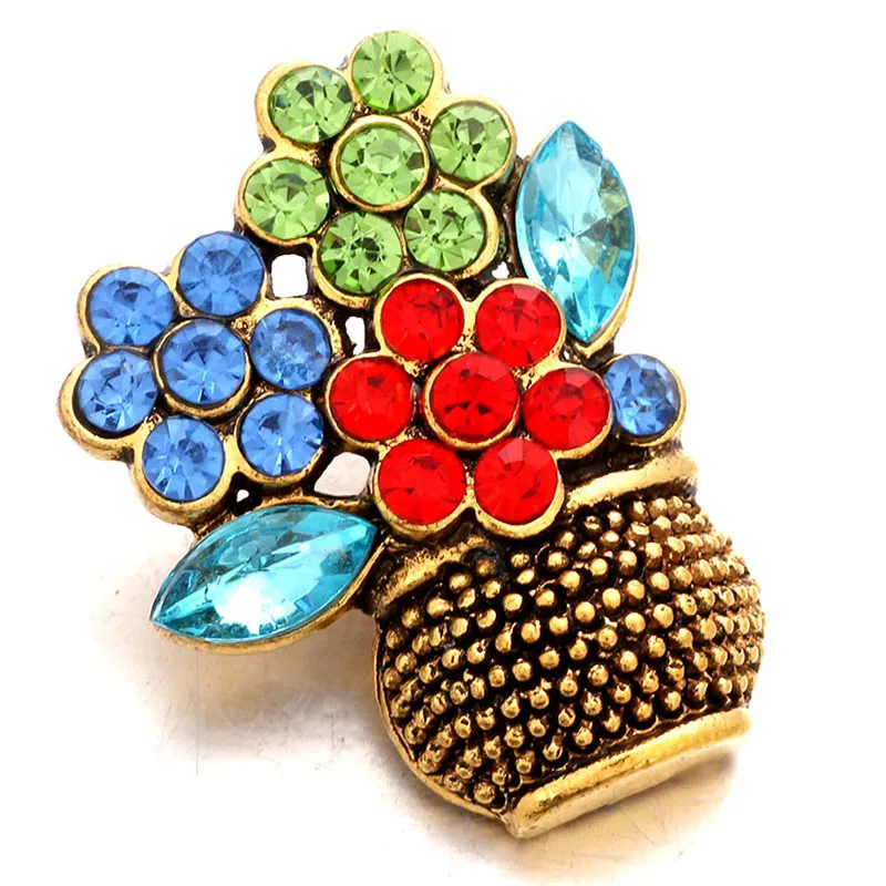 KZ1409 модные красивые золотые цветы цветочный горшок 18 мм кнопки подходят для