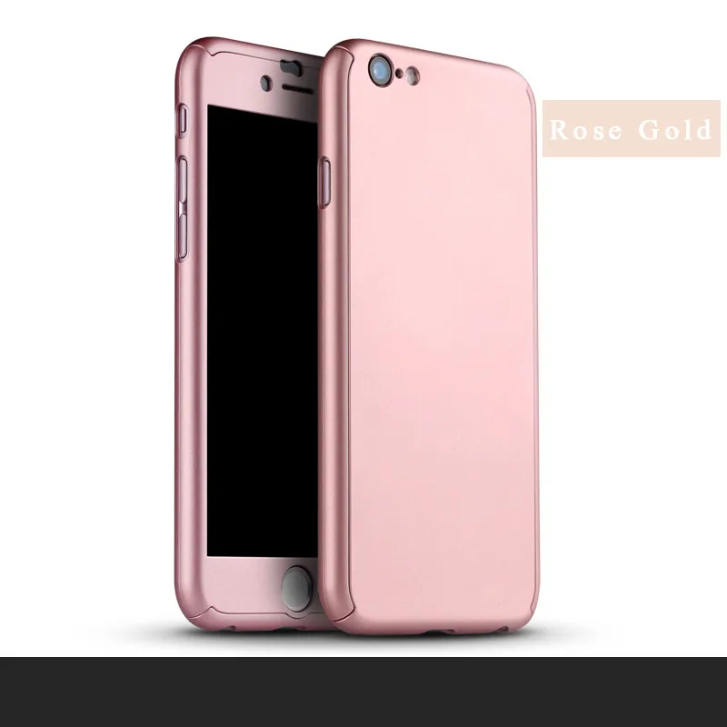 Ipaky для iPhone XS MAX чехол 360 полный защитный Жесткий PC закаленное Flim чехол для iPhone X XR 8 7 6 6s 10 s plus coque чехол s - Цвет: Rose Gold 2