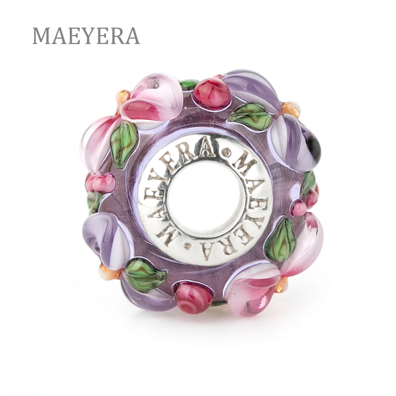 MAEYERA ювелирные изделия настоящие S925 Core розово фиолетовые стерео лепестки