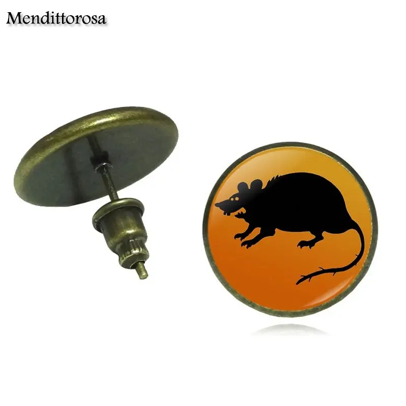 Mendittorosa Blue Moon and cat Brand Jewelry Bronze/Silver/Golden Clip Ear Hook Stud Earrings Glass Dome For Child | Украшения и